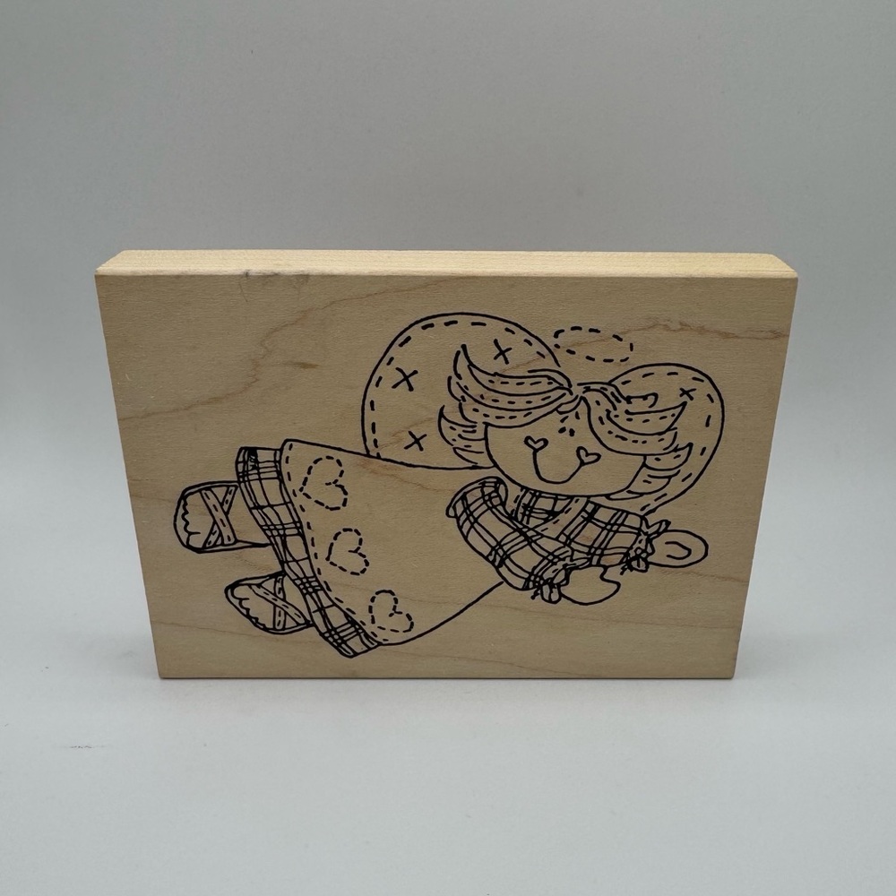 Vintage Wood Block Rubber Stamp from the "Country Folk" series
